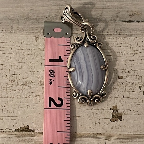 Carolyn Pollack Silver Blue Lace Agate Pendant Enhancer. - Picture 6 of 7